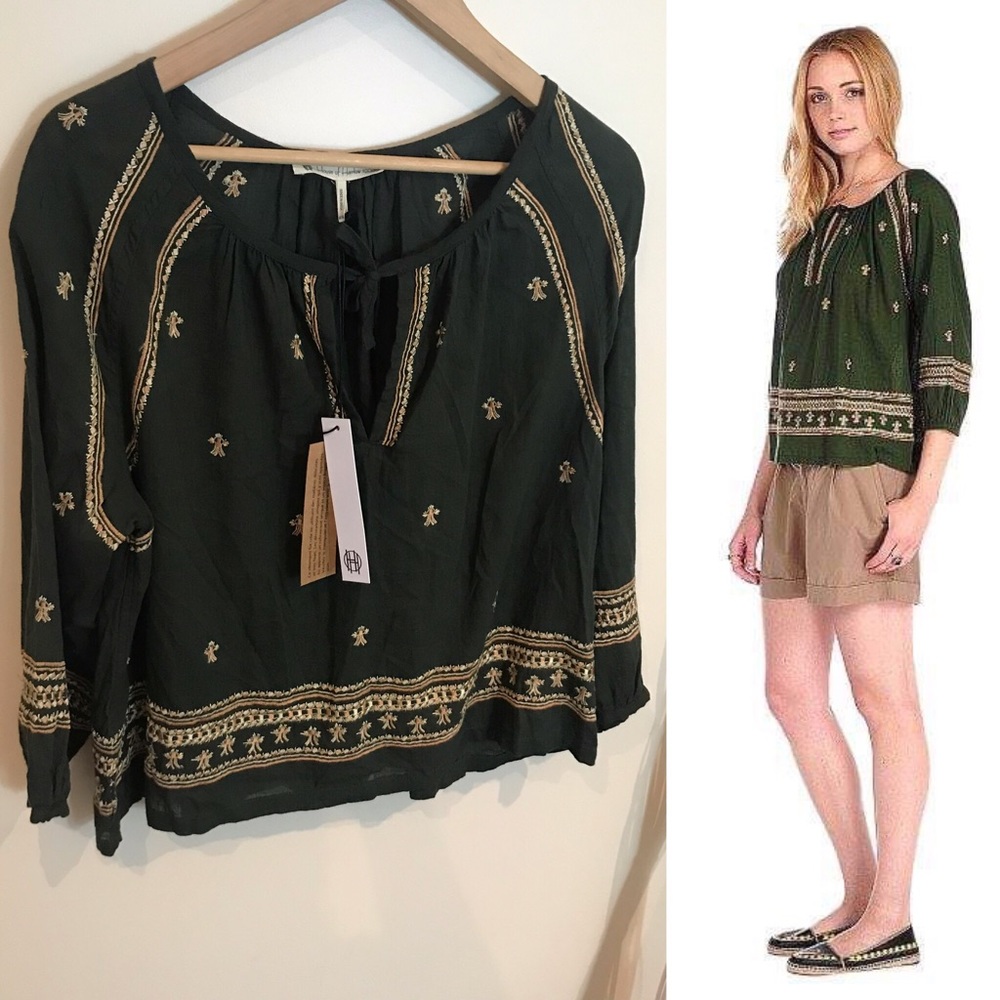 House Of Harlow 1960 Boho Long sleeve top in Green